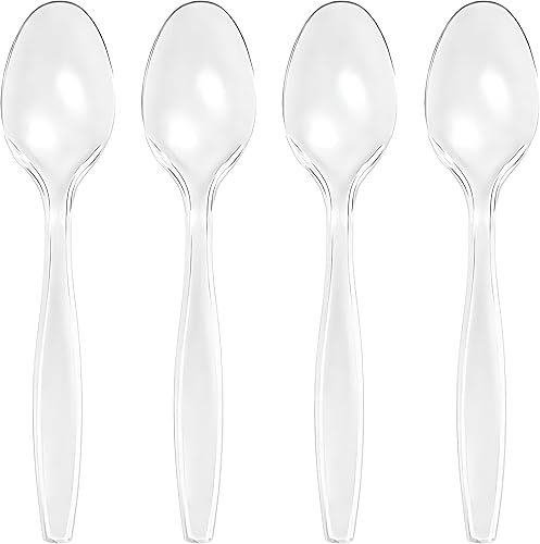 Cucharitas de plástico transparente desechables de alta calidad (50 unidades) Transparentes, duraderas y convenientes para fiestas, eventos y uso