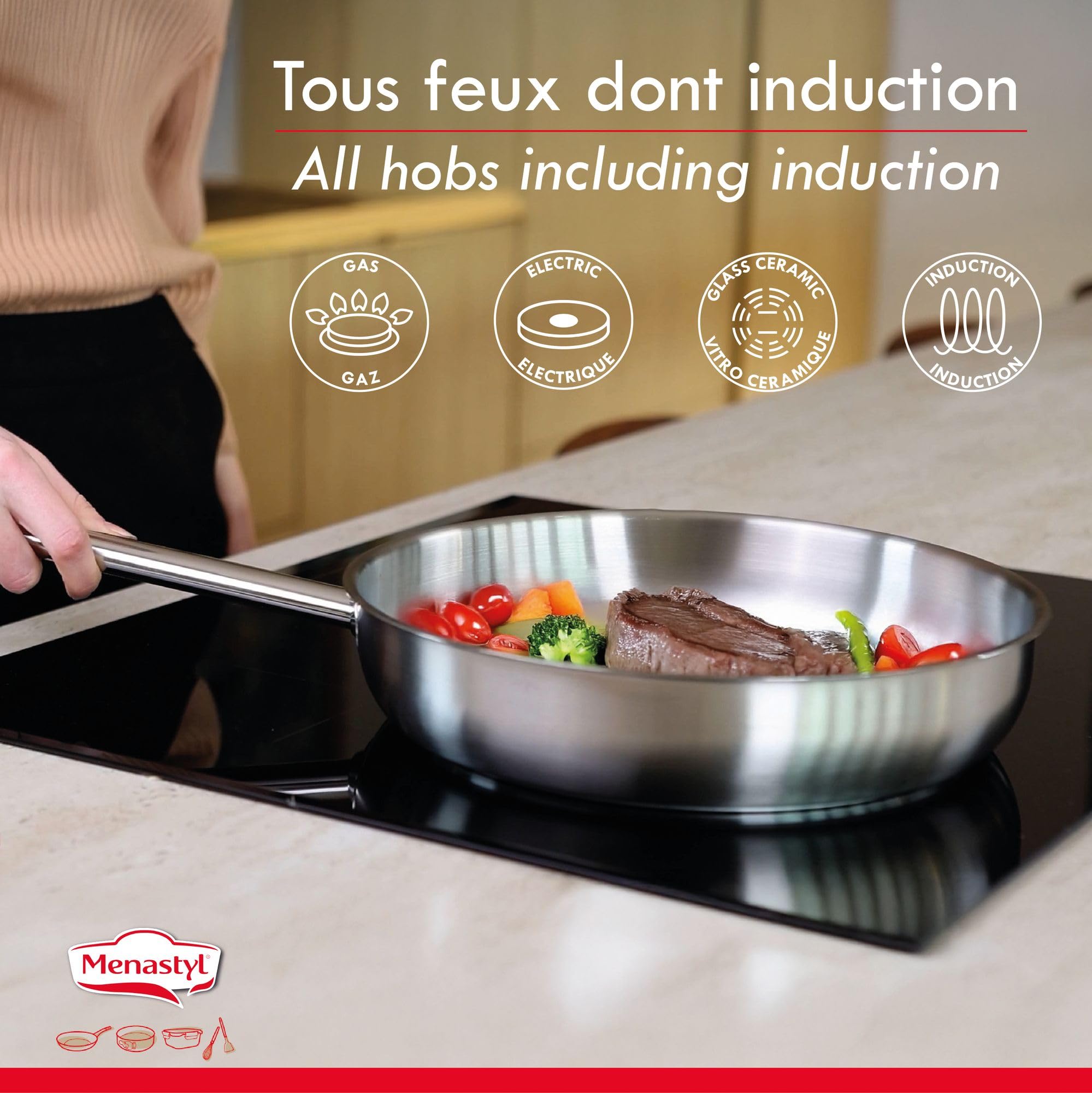 MENASTYL - 10-teiliges Profi-Kochset aus Edelstahl, Induktion – 6014031