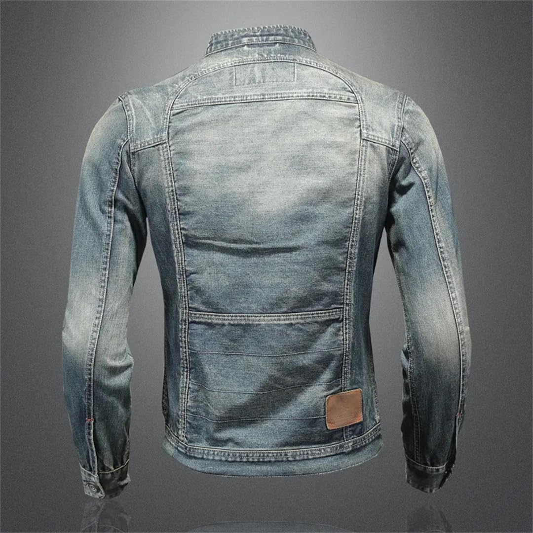 Męskie jednokolorowe kurtki jeansowe motocyklowe slim fit bawełniane płaszcze kowbojskie odzież wierzchnia kurtki dżinsowe