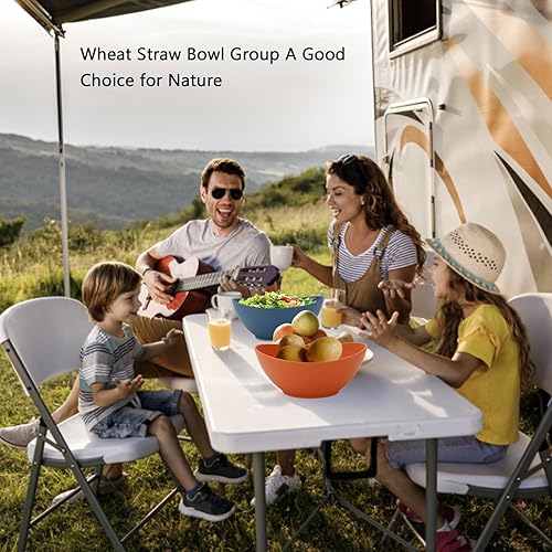 Miniatura 6 de PYRMONT Juego de 4 cuencos de paja de trigo de 65 onzas, cuencos de servir irrompibles, cuencos de cocina resistentes y apilables para servir,