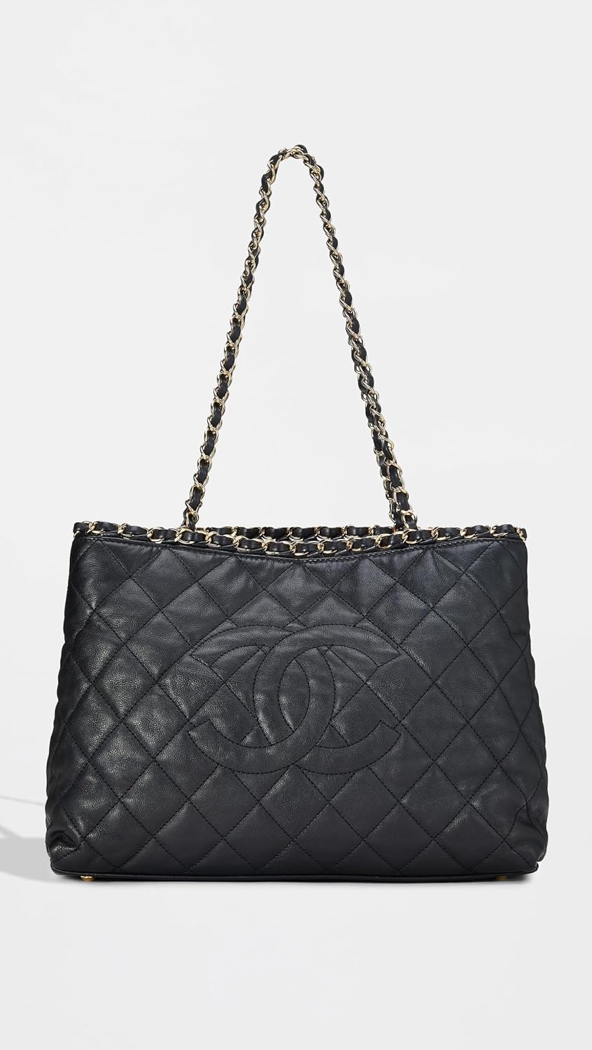 CHANEL What Goes Around Comes Around Women's Pre-Loved Black Lambskin Chain Me Shoulder Bag