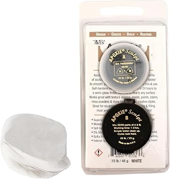 Aves Apoxie Sculpt - Modeling Compound 2 Part A & B - 1/10 Pound, Sculpt for Sculpting, Modeling, Filling, Repairing, Simple to Use and Durable Sculpt White/Stone White