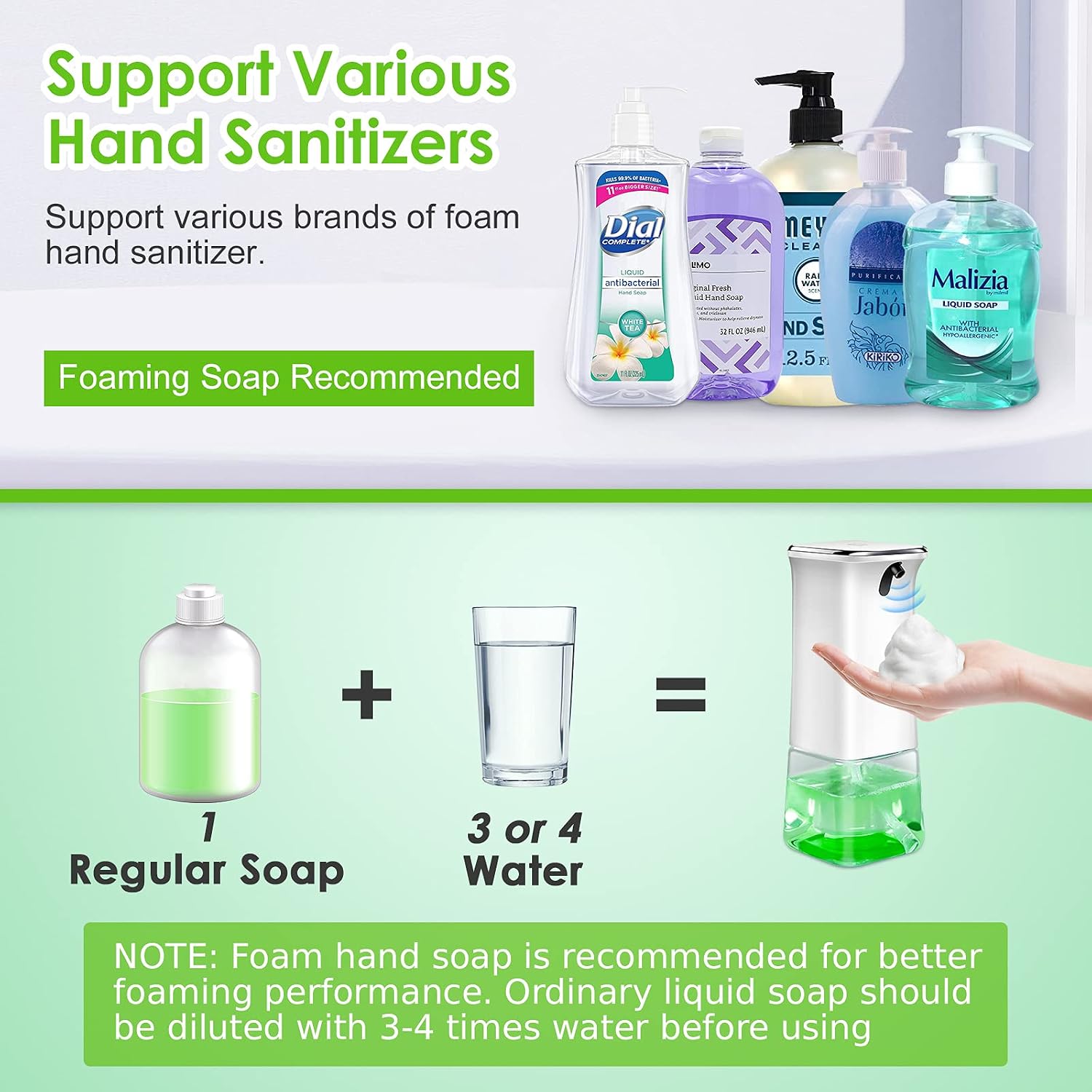 Lantoo Automatic Foaming Soap Dispenser, Rechargeable Automatic Soap Dispenser Countertop, 12oz/350ml, Adjustable Foam Control, Touchless Soap Dispenser for Bathroom & Kitchen