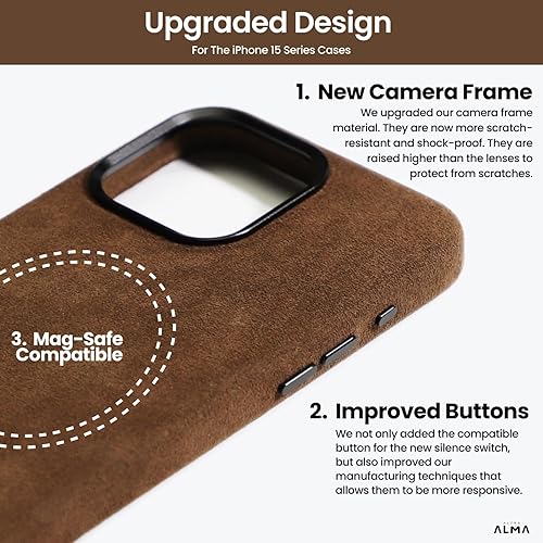 Miniatura 8 de ALMA Alcantara - Funda para iPhone serie 15 (15 Pro Max, verde bosque)