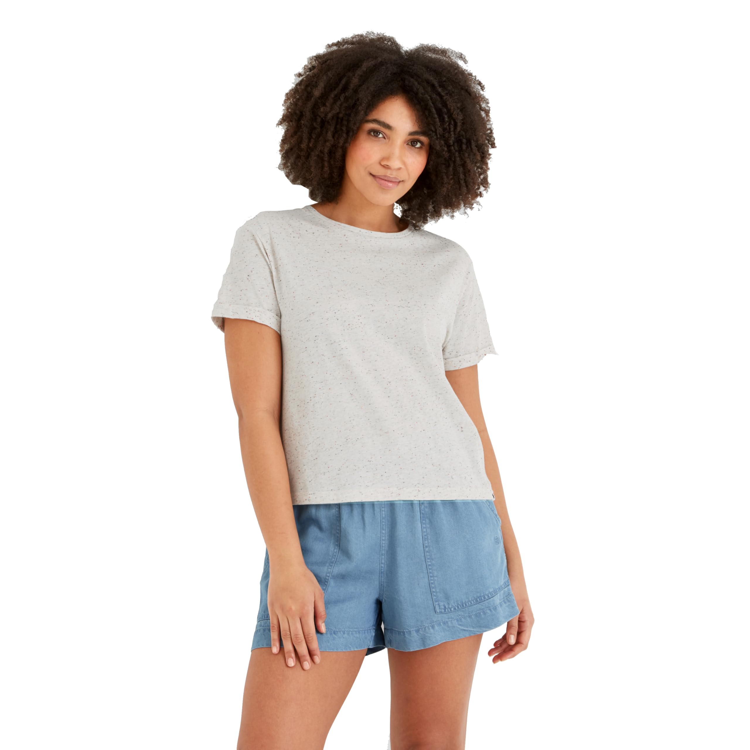 Tog24 Women's Multi Colour Nep Rebecca Neppy T-Shirt, Casual, Summer Supersoft Tee, Multi-Coloured Fleck Fabric