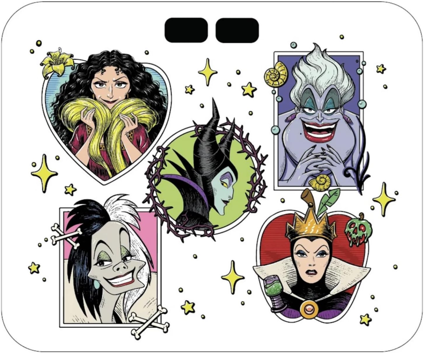 Impressions Vanity Villains Highlight LED Makeup Mirror, 90 Degree Tilts Travel Vanity Mirror with Detachable Base, Adjustable Brightness, Soft Touch Sensor, and Artwork Design