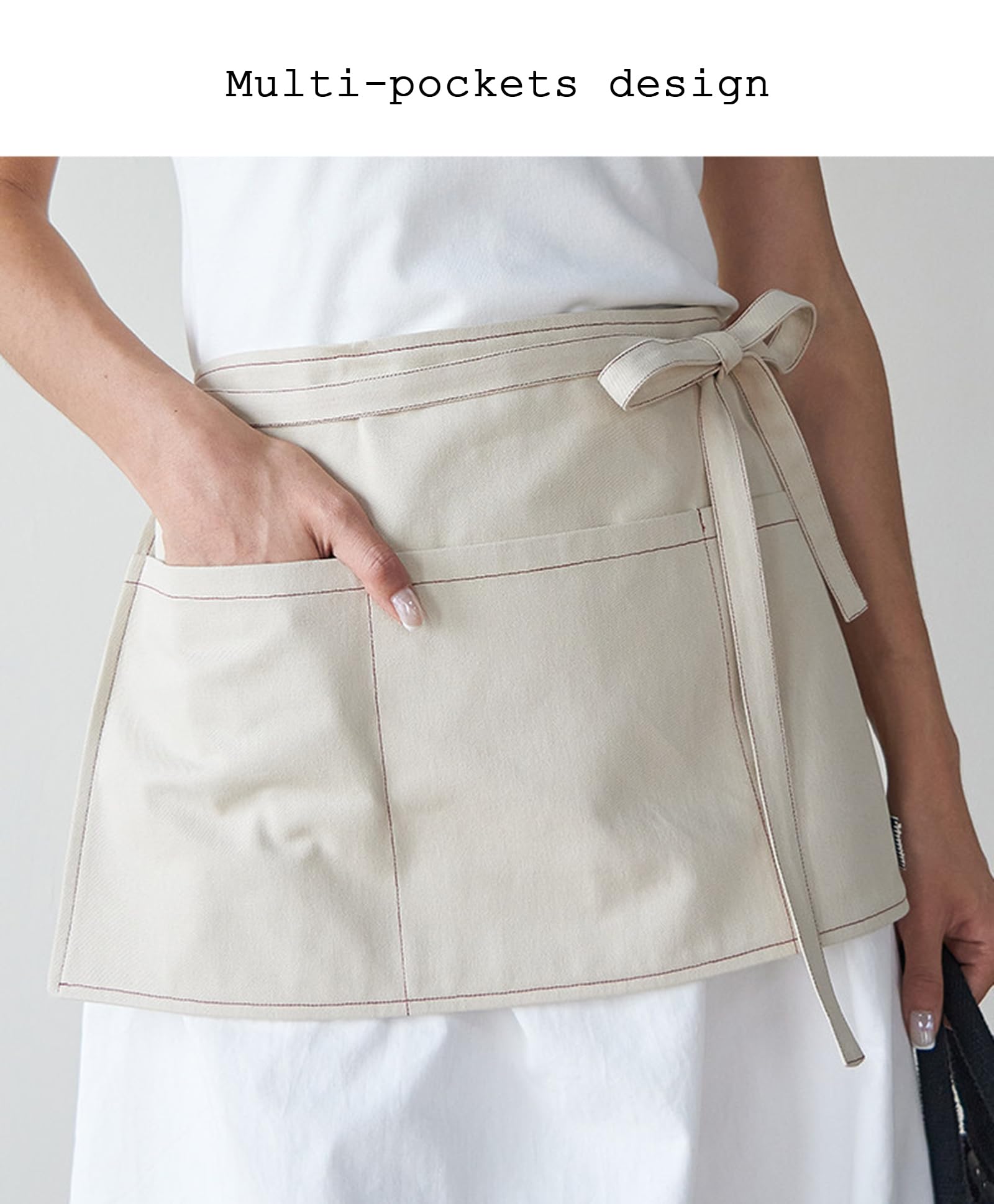 Grembiule Corto In Denim da Donna Con 3 Tasche, Regolabile, Ideale Per Ristoranti, Bar e Caffetterie