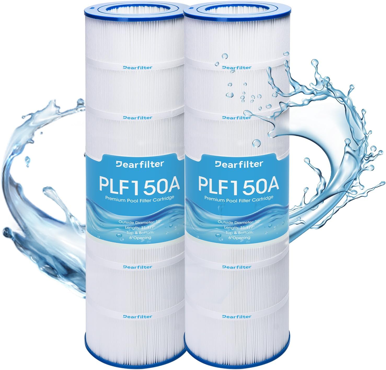 PLF150A Pool Filter Cartridges Replaces Pentair CC150, CCRP150, PAP150, Ultral-C4, PP-C4, PP-C4-M,Unicel C-9415, R173216, 59054300, Filbur FC-0687, 160317, 160355, 160352, 150 sq.ft, 2-Pack
