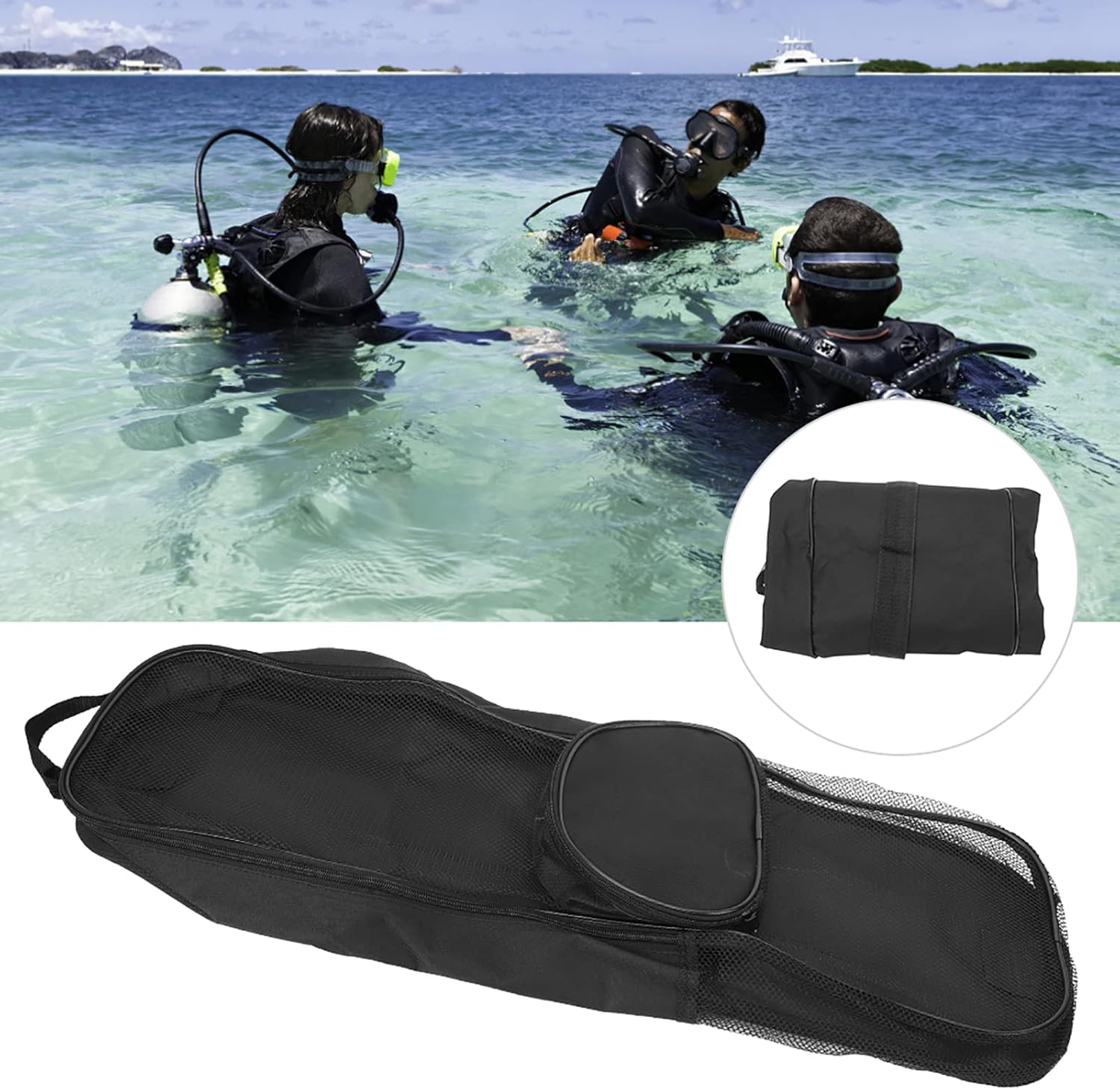 Scuba Diving Bag, Portable Nylon Diving Mesh Backpack, Snorkeling Shoulders Storage Bag for Scuba Diving and Snorkeling Gear