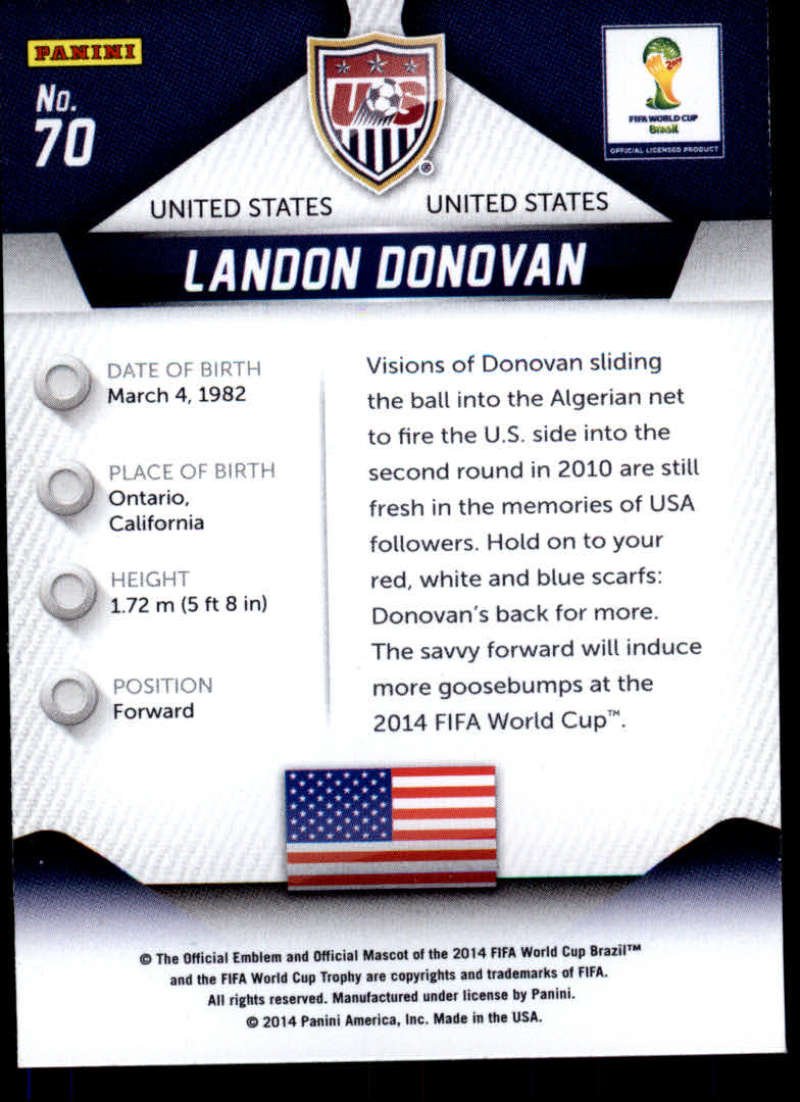 Amazon.com: 2014 Panini World Cup Prizm #70 Landon Donovan United
