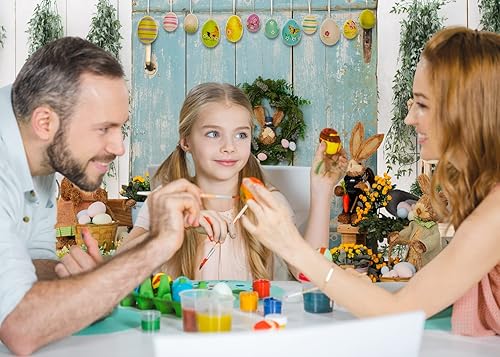 Vista 4 de Telones de fondo de Pascua de 7 x 5 pies para fotografía Conejito de Pascua, telón de fondo de fiesta de primavera F37