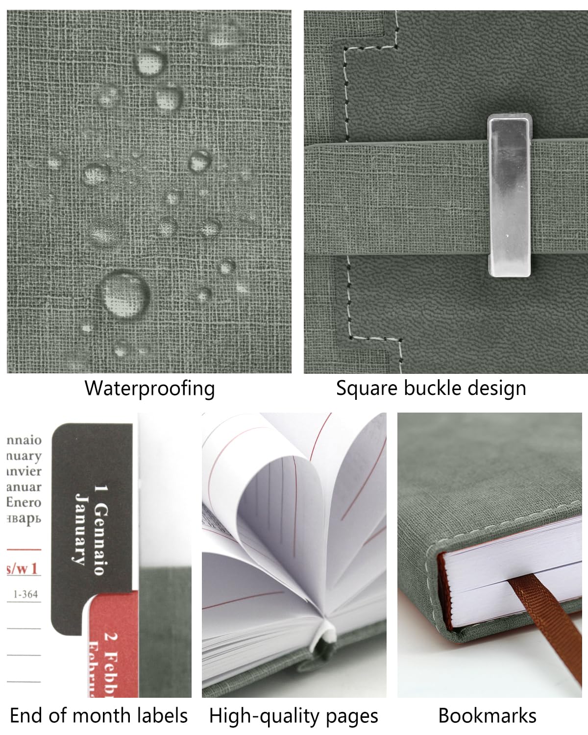 HW CASA Agenda Giornaliera 2026 A5（Gen.-Dic.2026）- con Festività Multilingue (DE/IT/ES/EN/FR), Chiusura con Elastico PU+CARTA, Riepilogo Mensile | Gennaio-Dicembre