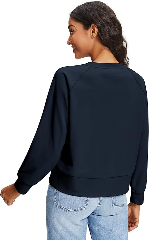 Stelle Women’s Raglan Crewneck Sweatshirt Relaxed Fit Casual Everyday Navy Medium image 2