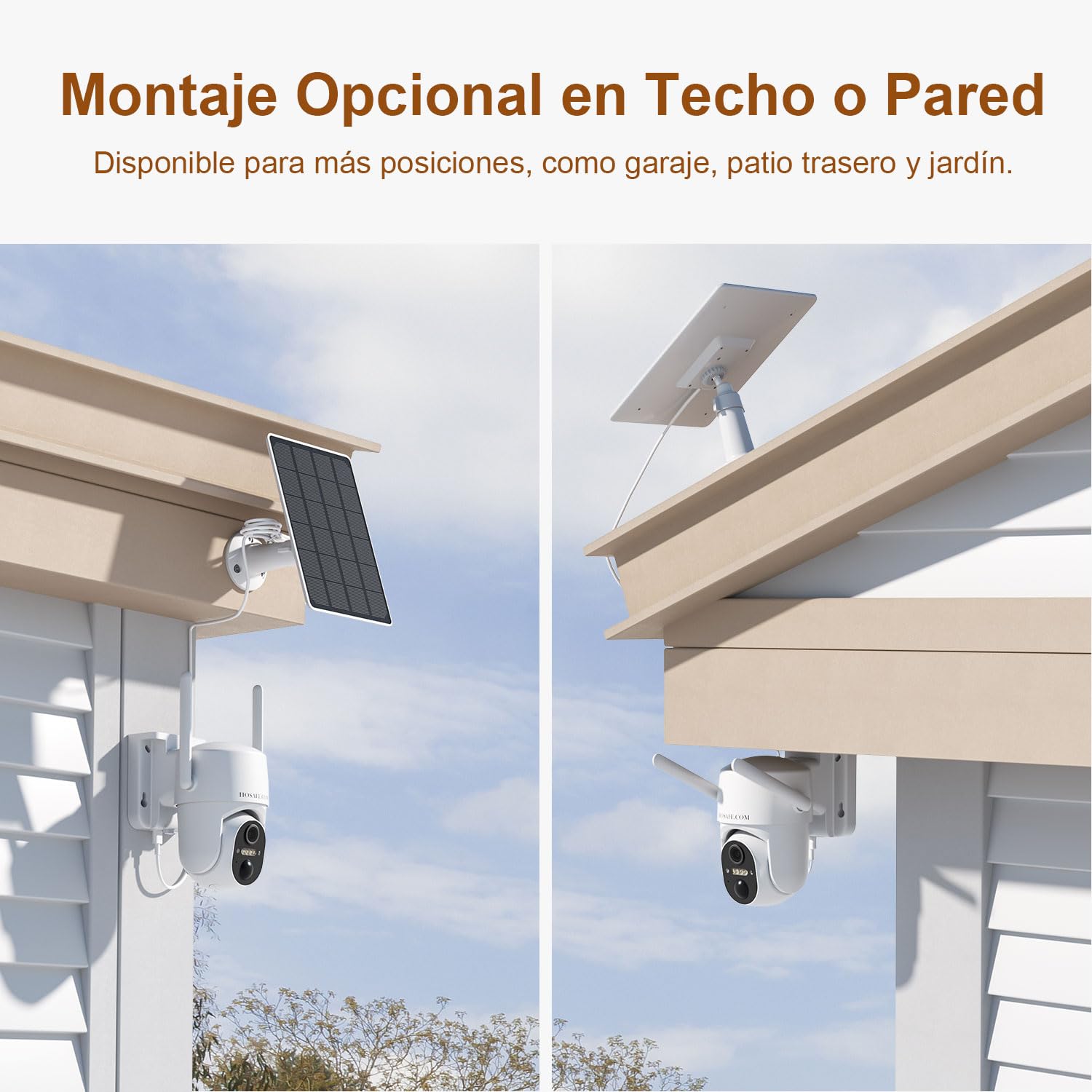 HOSAFE.COM Camaras de Vigilancia Sin Cables, Camara Vigilancia WiFi Exterior, Camara 360 Grados PTZ, Sensor PIR, 2K HD Color Visión Nocturna, SD/Nube, IP66 Impermeable, 2PCS