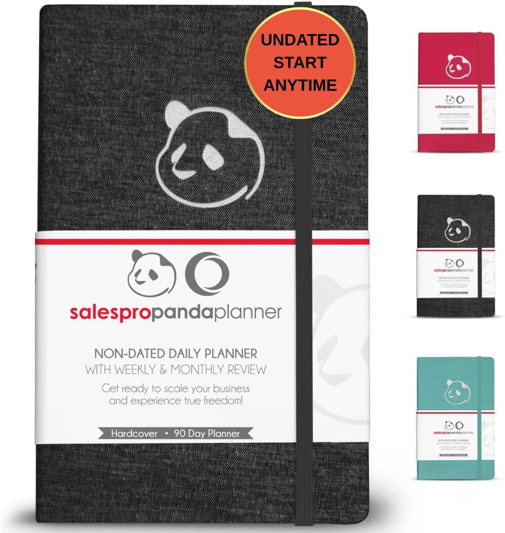 Planner 2026 – Panda Planner Sales Pro Daily Planner for Professionals | Undated 90-Day Productivity, Goal & Sales Tracker | Work Planner with Monthly, Weekly & Daily Layout | Black