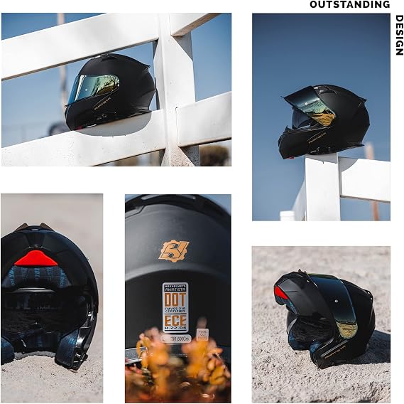 HAX Modular Flip-Up Dual Visor Motorcycle Helmet Adult DOT/ECE Approved