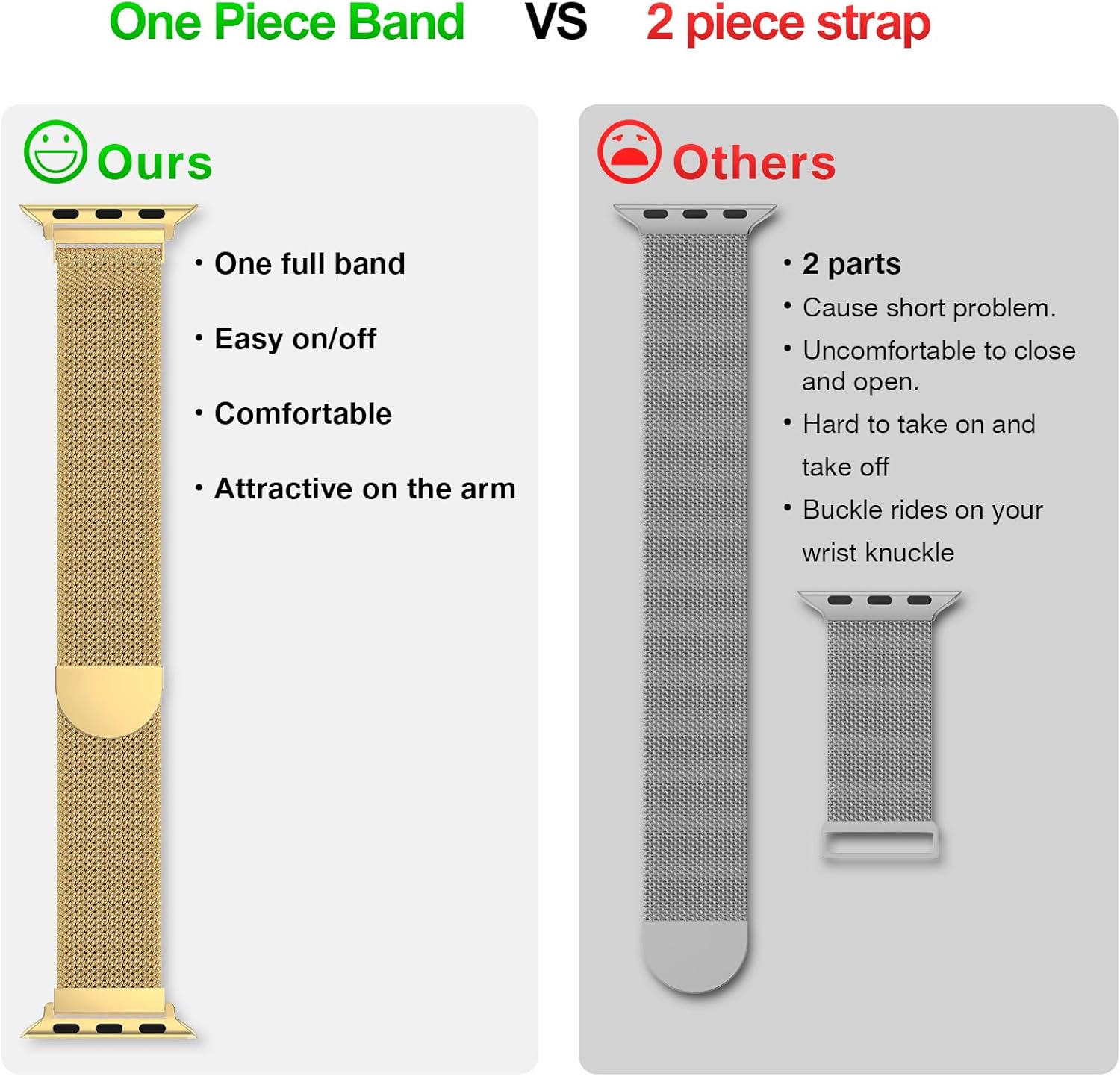 BELONGME Mesh Metal Loop Compatible with Apple Watch Band 42mm 44mm 45mm 46mm 49mm Series 11 10 9 8 7 6 5 4 SE 3 2 1 Ultra 3 2 1 Women Men, Stainless Steel Strap with Magnetic Clasp for iWatch Bands - Image 2