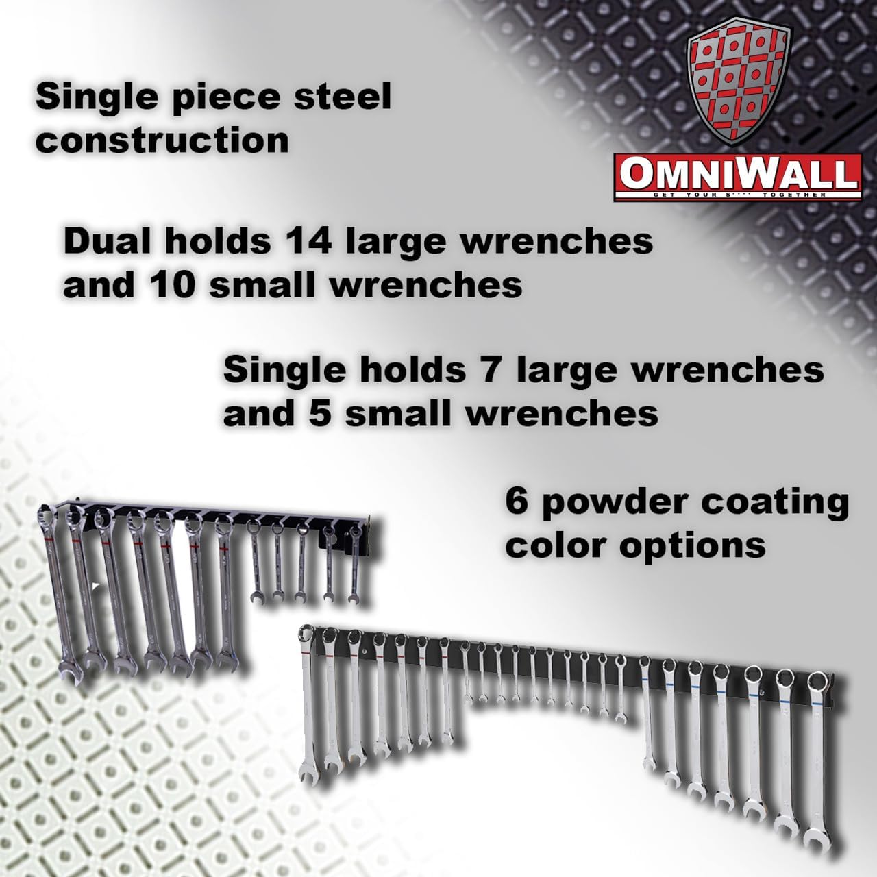 OmniWall Single Set Wrench Organizer Metal Pegboard Organization System - Orange