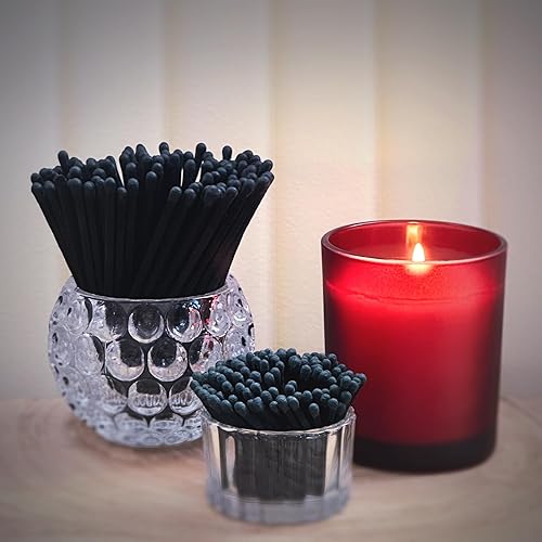 Miniatura 3 de Fósforos negros de 4 pulgadas + calcomanías de golpeador incluidas, 300 cerillas decorativas de seguridad de punta negra  Cerillas largas de primera