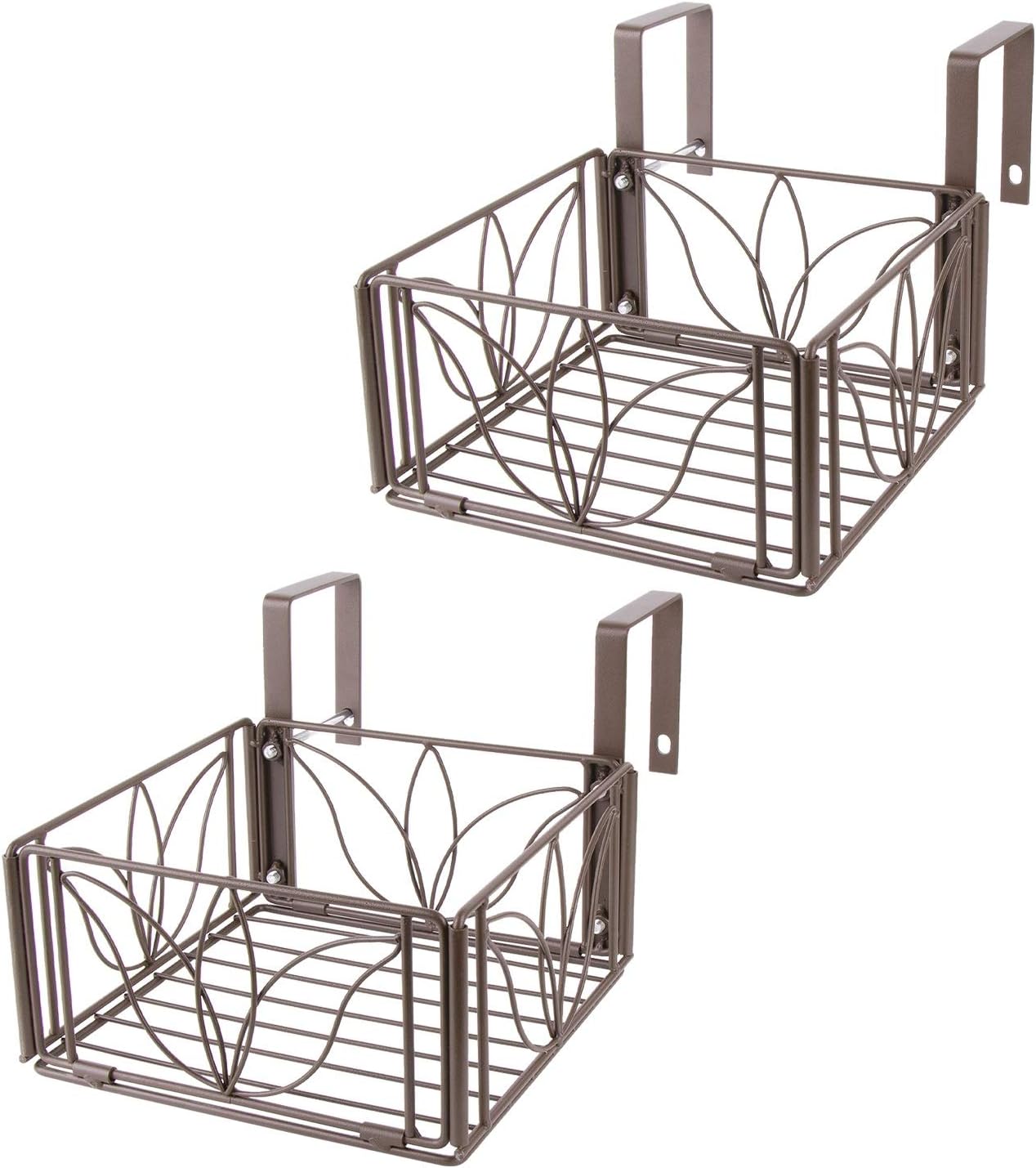 AmnoAmno Balcony Decor Hanging Flower Rack Railing Planter Pots for Outside, Deck Box Outdoor Hanger Stand with Strong Metal Folding Design and Easy Installation