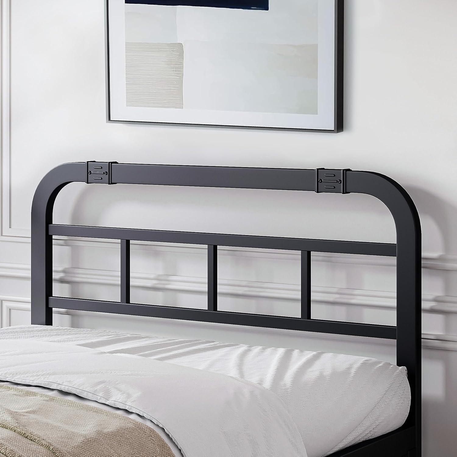 ZIYOO Industrial Black Metal Headboard Bed Frame, 40 Inch Tall Rustic Bed Frame Only, No Box Spring Needed, Easy Assembly, Twin/Twin XL Size | Fits 12-18" beds