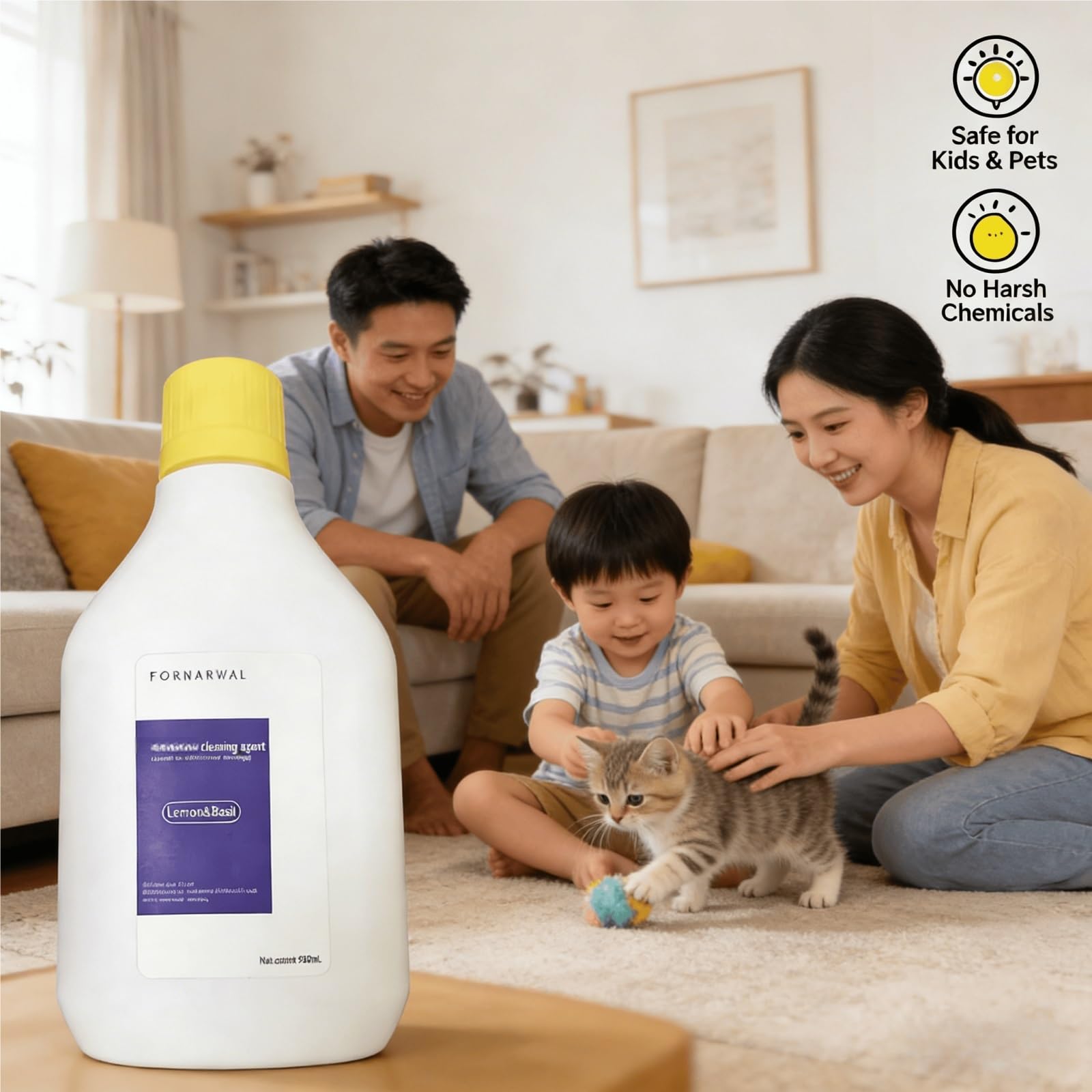 Limpiador de Suelos, 3 Botella 930ml Líquido de Limpieza con Aroma de Limón y Albahaca, Fórmula de Secado Rápido, Compatible con Narwal Freo/S20/S30 Pro Adecuado for Todos los Suelos