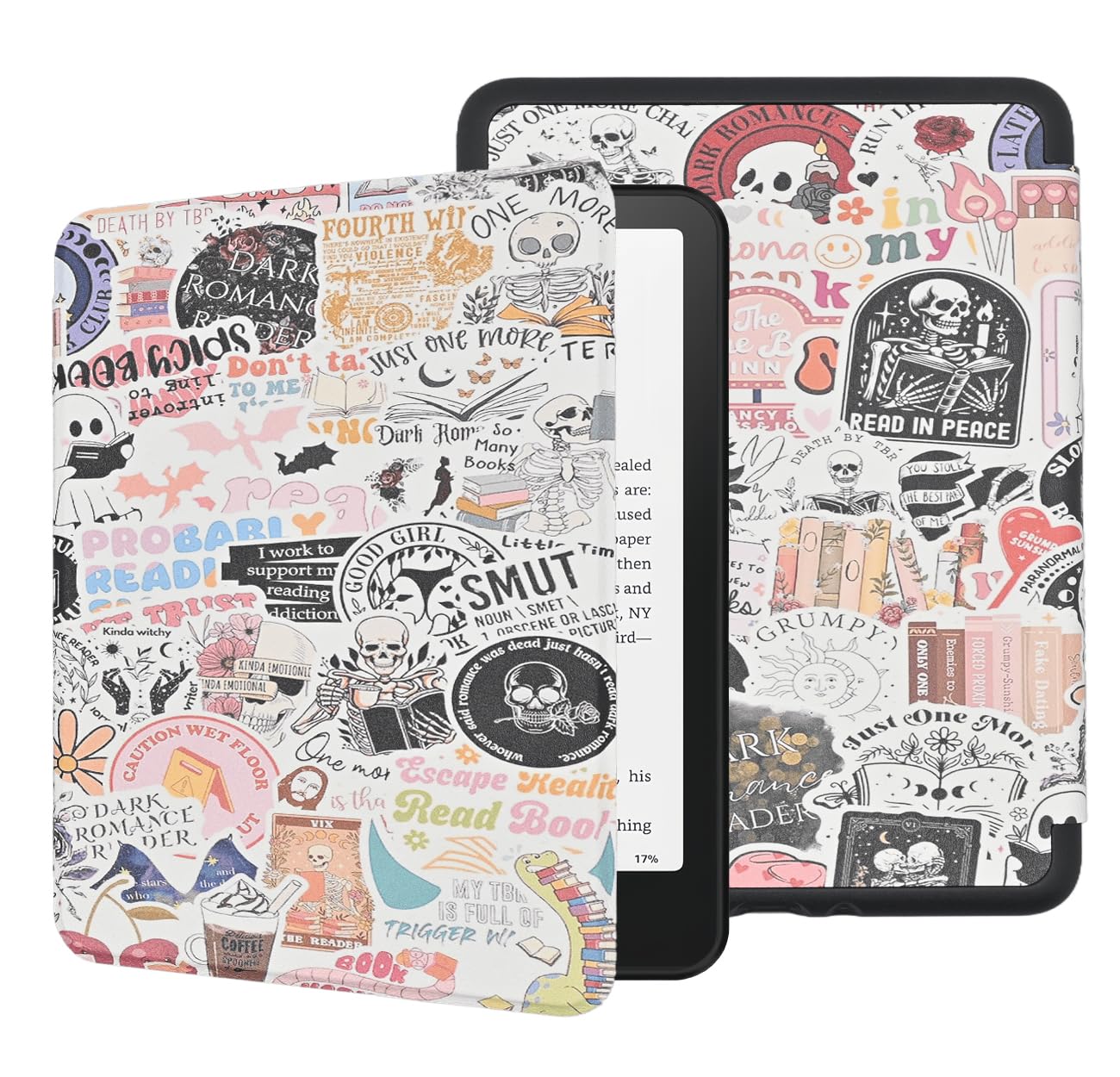 Bookish Leseliebhaber Hülle für 6 Zoll Kindle (Version 11. Generation 2024/2022), leichtes PU-Leder, faltbar, TPU-Hülle mit automatischer Wake-/Sleep-Funktion, Handschlaufe