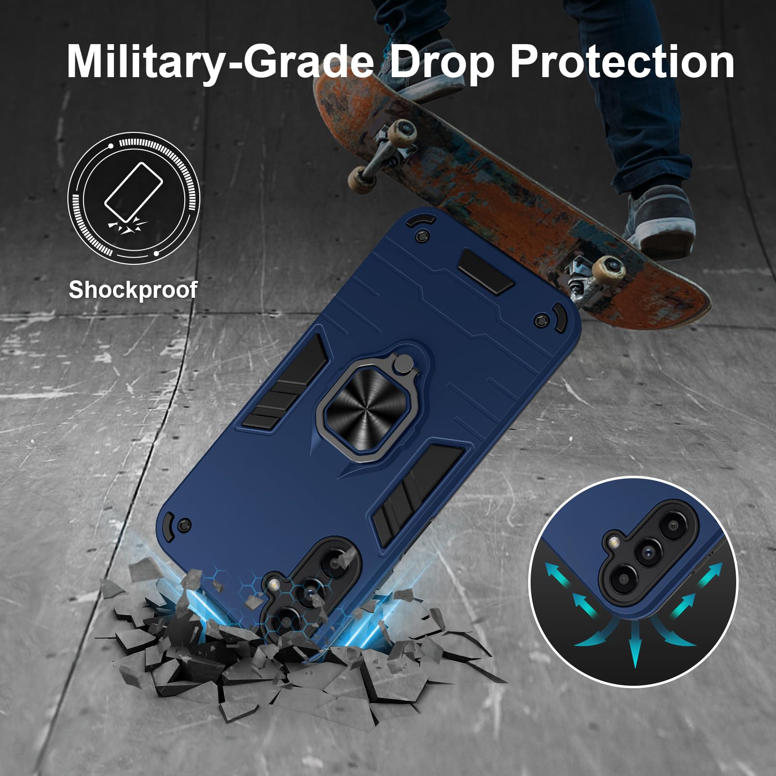 Funda para CMF Phone 2 Pro, Carcasa Antigolpes con Soporte anular metálico, Case Protectora de Grado Militar, Negro — view 1049