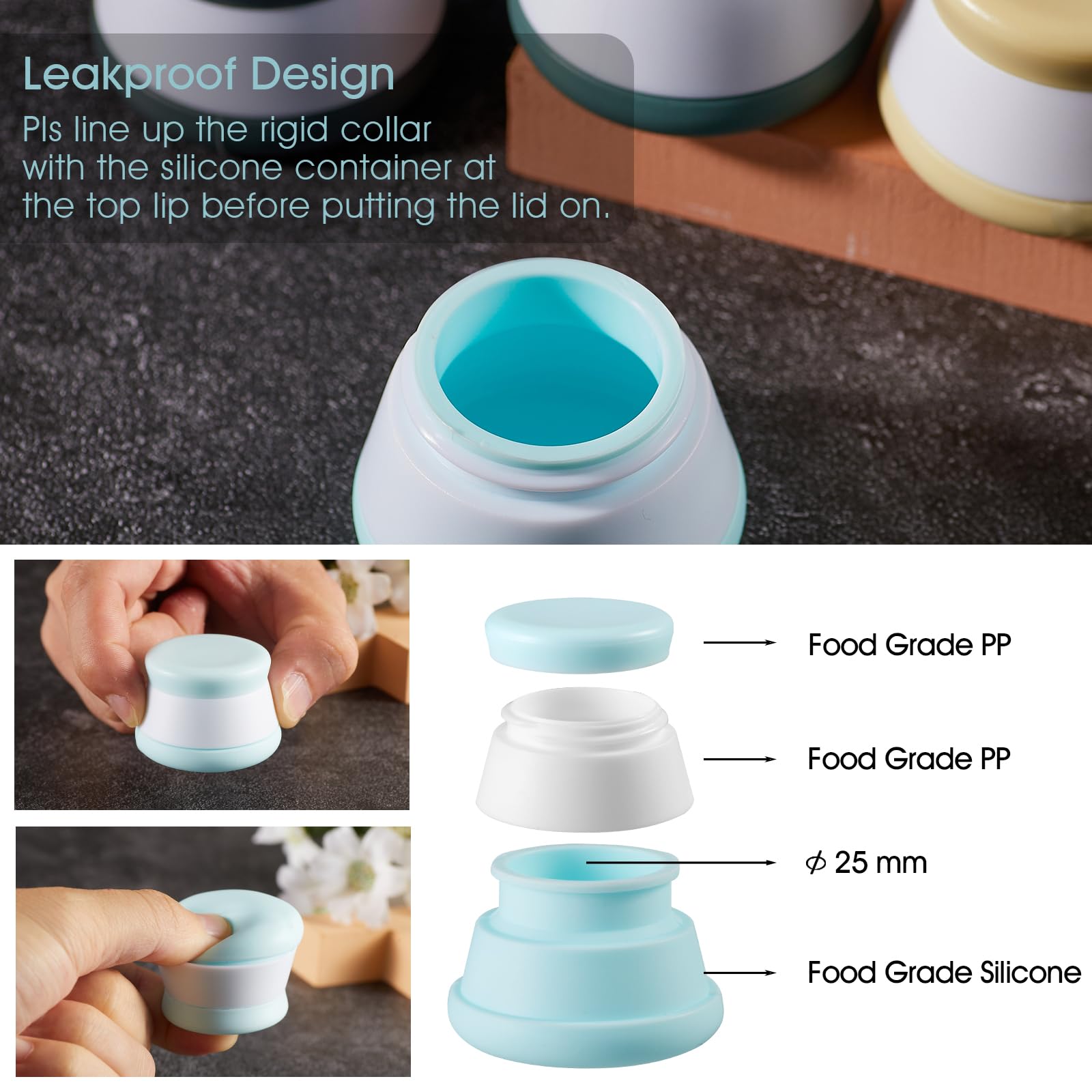 INSFIT 4 Pack Silicone Travel Containers, CAA Compliant 20ml Leakproof Toiletries Jars - Image 3