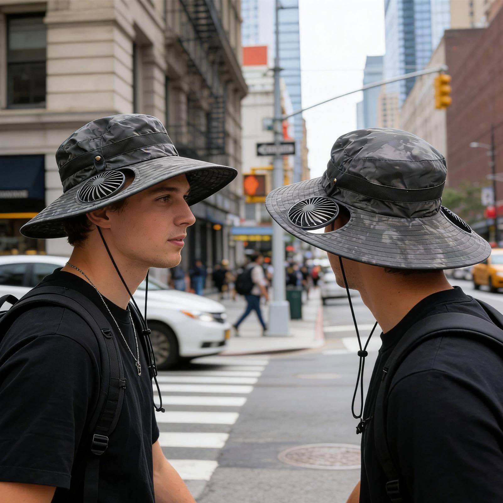 Generico Men Bucket Hat | Gorro portátil refrescante | Sombrero de sol de cubo con ventilador, para mujer, adulto, , chico, senderismo, viaje, playa, camping, trabajo