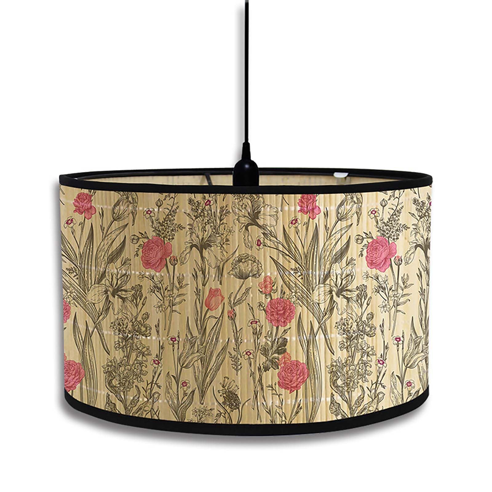 Tebeu88 Style 16 Retro Bamboo Lampshade, Round Drum Shaped Lampshade For Tables Or Chandeliers, Suitable For Simple Ceiling Chandeliers In Living Rooms, Bedrooms, Corridors, And Reading Rooms (Style 16)
