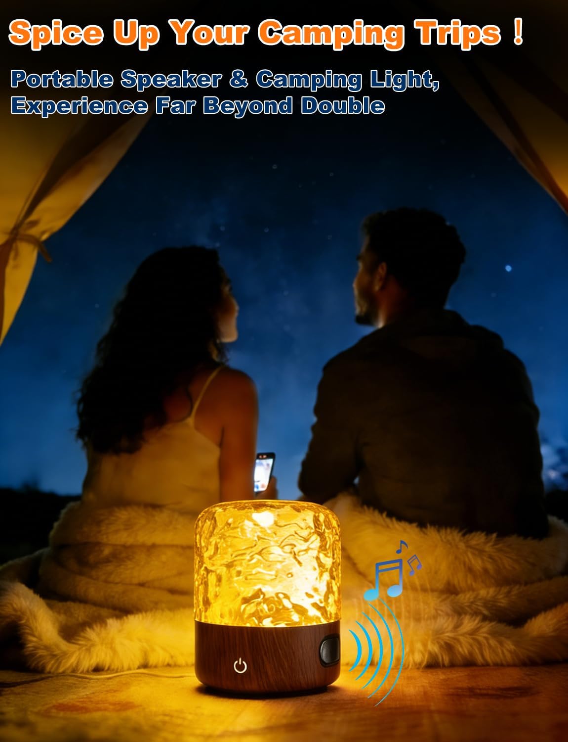 Shower Light with Bluetooth Speaker - 16 Colors Shower Lamp,Wireless Rechargeable Gradient LED Lantern, Dimmable & Rotating Water Ripple Projection, Lamp for Bedroom, Office, Party Decor