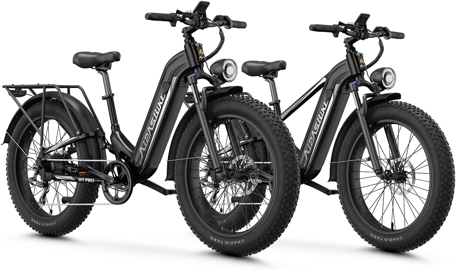 Aipas M1 Pro & M2 Pro Electric Bike Combo, 1800W Peak Motor Fat Tire EBikes for Adults, 36MPH Electric mountain Bike with 48V 17.5Ah Battery, 26" x 4.0" All-Terrain Tires, 7 Speed, 85 Miles Long Range