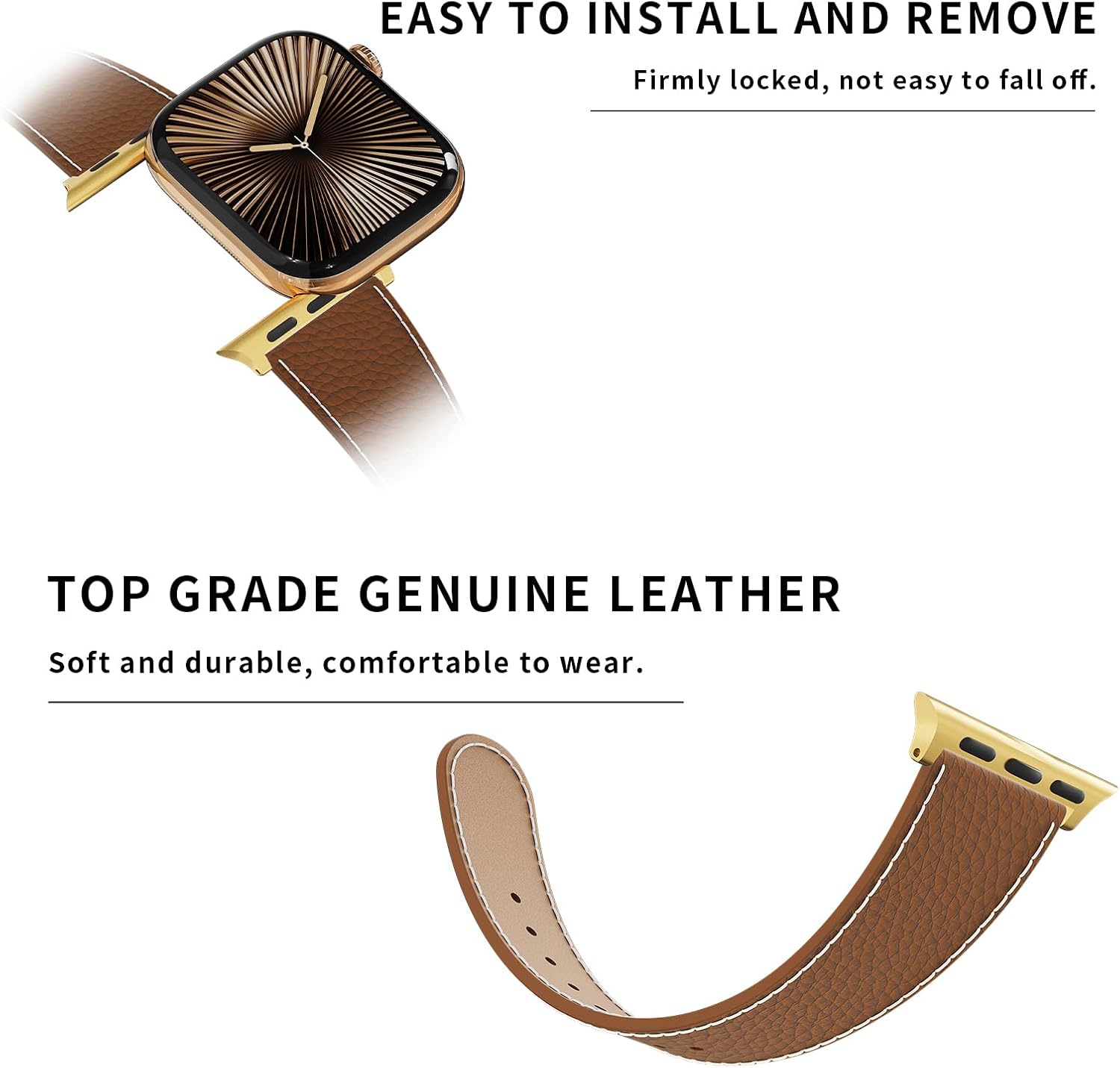 Leather Magnetic Watch Band Compatible with Apple Watch Ultra 49mm 46mm 45mm 44mm 42mm 41mm 40mm 38mm, Designer Replacement Strap for Women Men iWatch Series 9/8/7/6/5/4/3/2/1/SE/Ultra 2