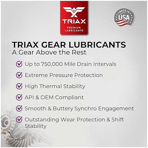Miniatura 5 de TRIAX Synergy Gear MT 75W-90 GL-4 (MT-90) fluido transmanual sintético completo cambio suave no se pega, resbala, vibración o estremecimiento seguro