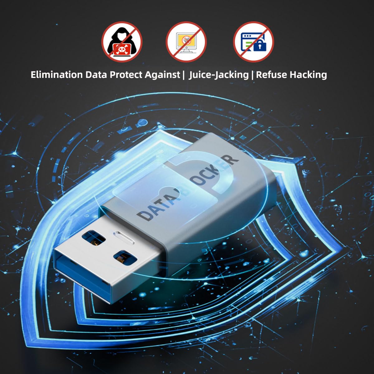 Adapter 4pcs/Set USB 3.1 Data Blocker Type-A Male Female to USB-C Male Female Elimination Data Protect Against Juice-Jacking Refuse Hacking Adapter Only for Power Charge
