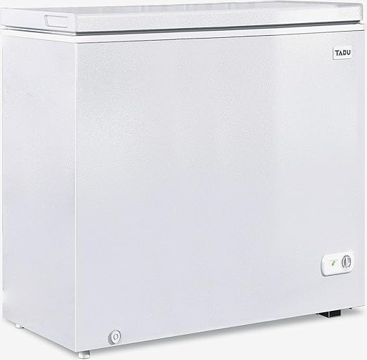 TABU 12.0 Cubic Feet Chest Freezer, Large Deep Freezer with 7 Level Adjustable Thermostat, Top-Opening Freestanding Freezer with Removable Storage Basket, White