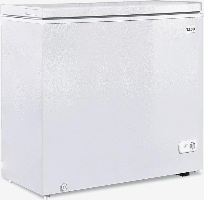TABU 12.0 Cubic Feet Chest Freezer, Large Deep Freezer with 7 Level Adjustable Thermostat, Top-Opening Freestanding Freezer with Removable Storage Basket, White