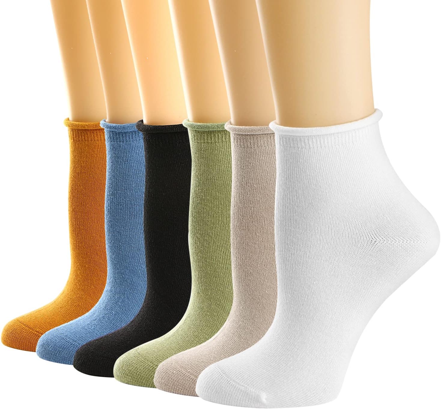 Mcool Mary Womens Socks, Ruffle Turn-Cuff Ankle Crew Low Cut Casual Socks Knit Lettuce Dress Summer Breathable Socks For Women 6 Pack