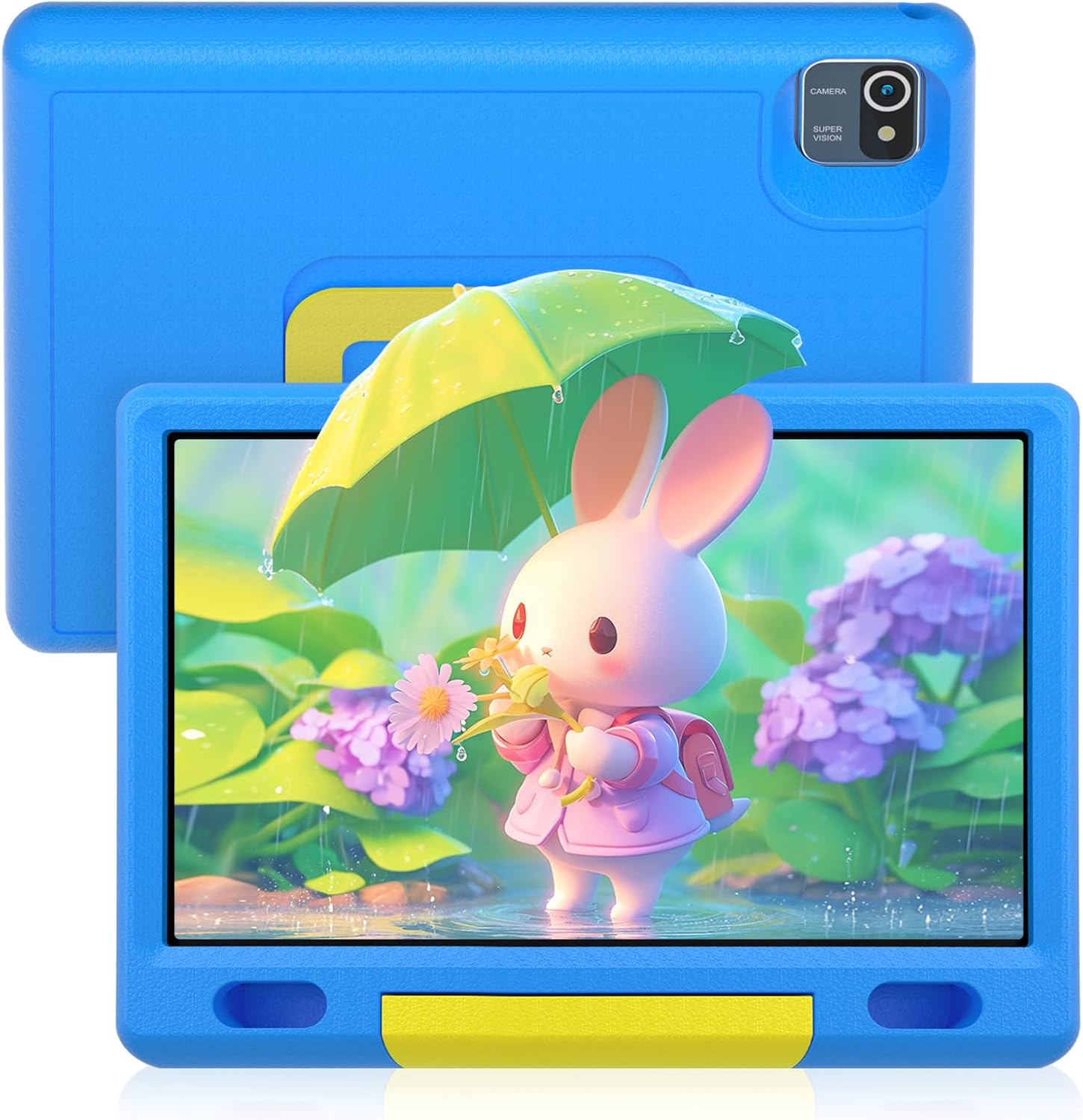 FYMLCPFY Kids Tablet,Tablet for Kids 10 inch Android 13 Quad-Core Toddler Tablet,Parental Control, 6(2+4) GB RAM+64GB ROM+128GB SD Expansion,5000 mAh,1280 * 800 HD display,WiFi,Bluetooth (Blue)