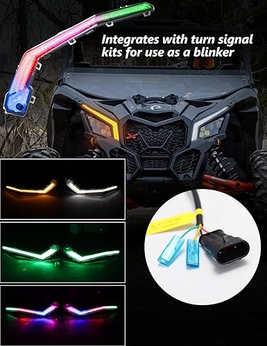 Miniatura 4 de Chelhead Luces LED X3 de colmillos RGB, control remoto por aplicación RGB, luz de giro, luz de persecución de color frontal compatible con Can Am
