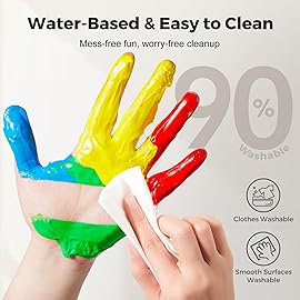 Jar Melo Washable Finger Paints for Toddlers, 12 Colors Large Capacity (2.1fl oz), Non Toxic Baby Paint for Hand and Feet, Safe Art Supplies, Preschool Learning Gifts for Kids Age 2+