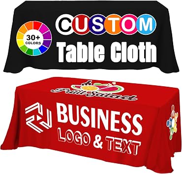 Custom Table Cloth with Business Logo Custom Tablecloth Personalized Table Cloth with Logo Polyester Customized Table Cover for Trade Show Events Party 6FT