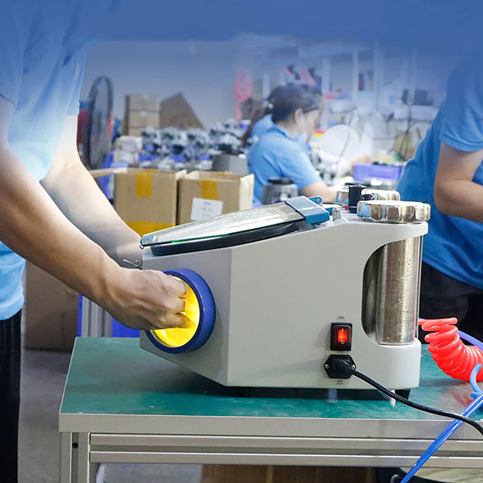Macchina Industriale Sabbiatrice a Doppia Penna fine, Sabbiatrice da Laboratorio con Lampada, Comando a Pedale