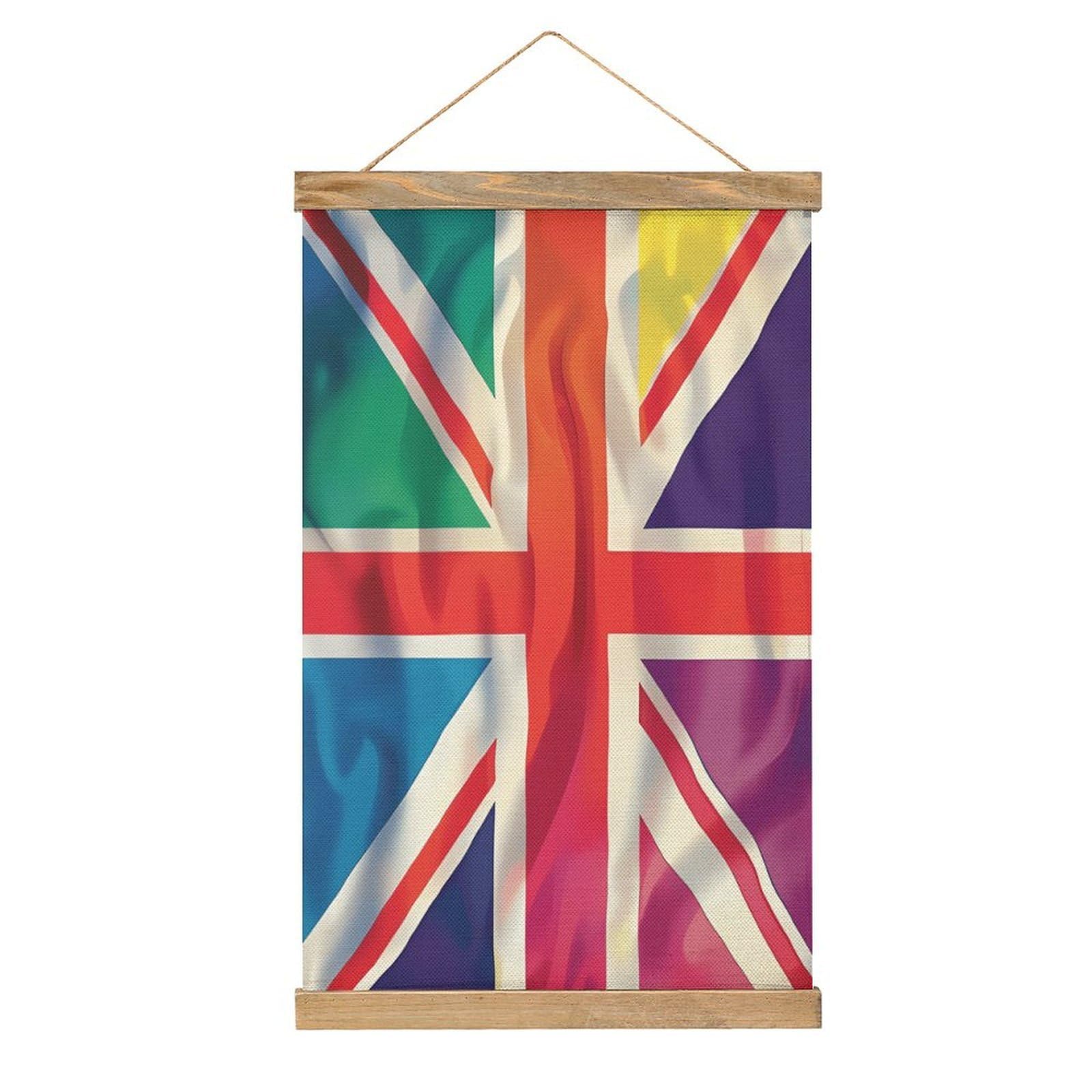 CGSBNGHA Proud Union Jack Rainbow UK Flag Wall Art Prints Linen Hanging Painting Scroll Paintings Pictures Decor for Home