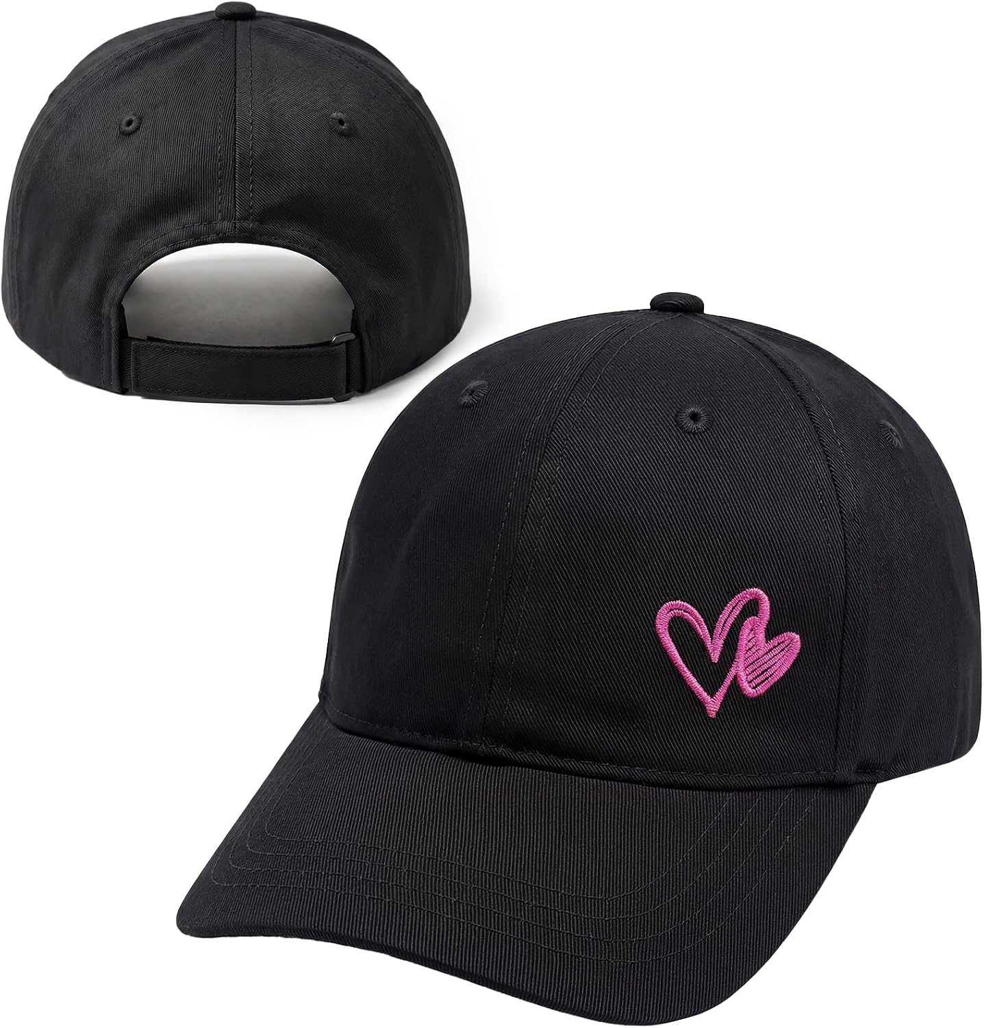 Cute Graphic Baseball Caps for Girls Heart Embroidered Hats Kids Adjustable Dad Hats Trendy Caps
