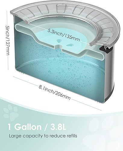 Miniatura 2 de Cuenco de agua grande para perros de 1 galón, sin derrames, tapa antiexcavación y parte inferior de goma, cuenco para perro a prueba de derrames,