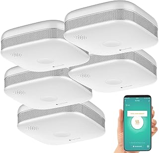 VisorTech WiFi Rauchmelder: 5er-Set WLAN-Design-Rauchmelder mit weltweiter App-Benachrichtigung (Smart-Home, Mini, Funk)