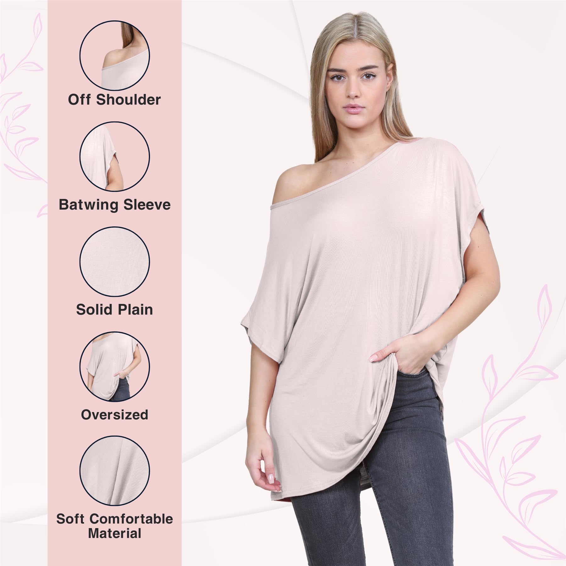 Nouveau Dames Batwing Manche Plaine De Le Épaule Bardot Oversize T-Shirt Mini Top