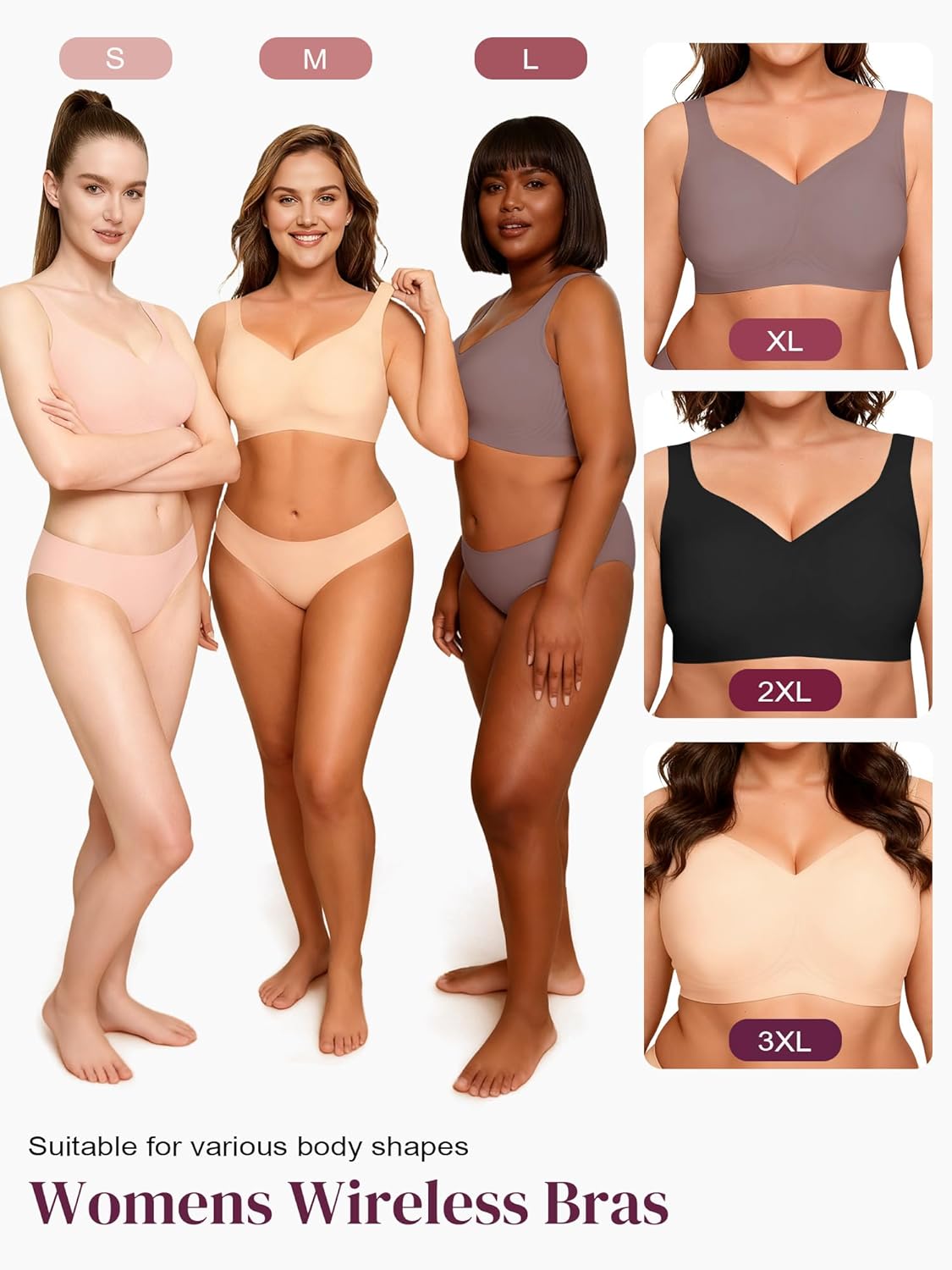 Wireless Jelly Bra for Women Plus Size Push Up Seamless Full Coverage Supportive No Underwire T-Shirt Bra - Image 6